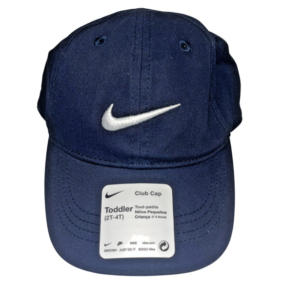 Nike Club Cap Kids Toddler Swoosh Adjustable Hat Obsidian White 2-4T New - Picture 2 of 11